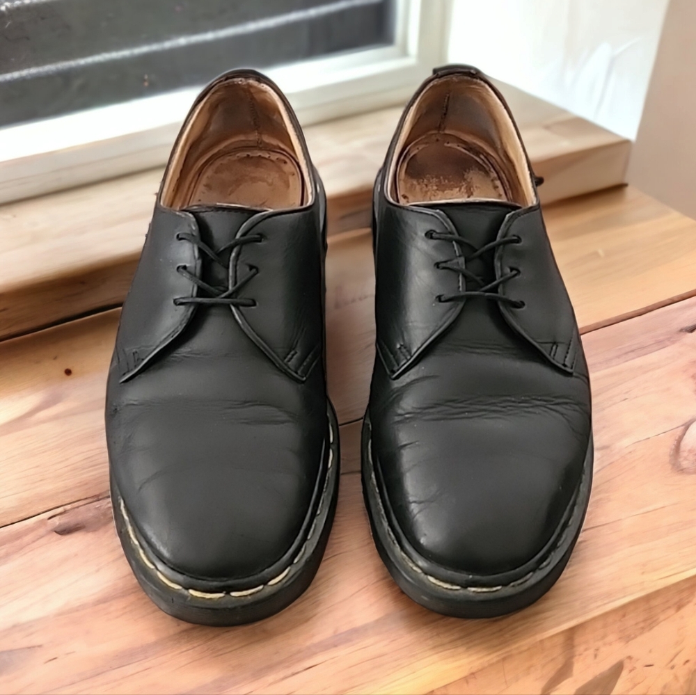 DR. MARTENS 1461 Made in England 9 Vintage Brown Leather 3 Eye Loafers Y2K Docs - Picture 17 of 17